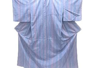 縞織り出し手織り紬着物